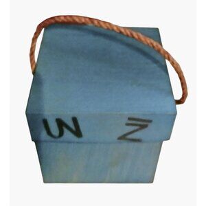 Western Cardboard Box  Blue Branding Iron Rope Handle Gift Storage Cowboy